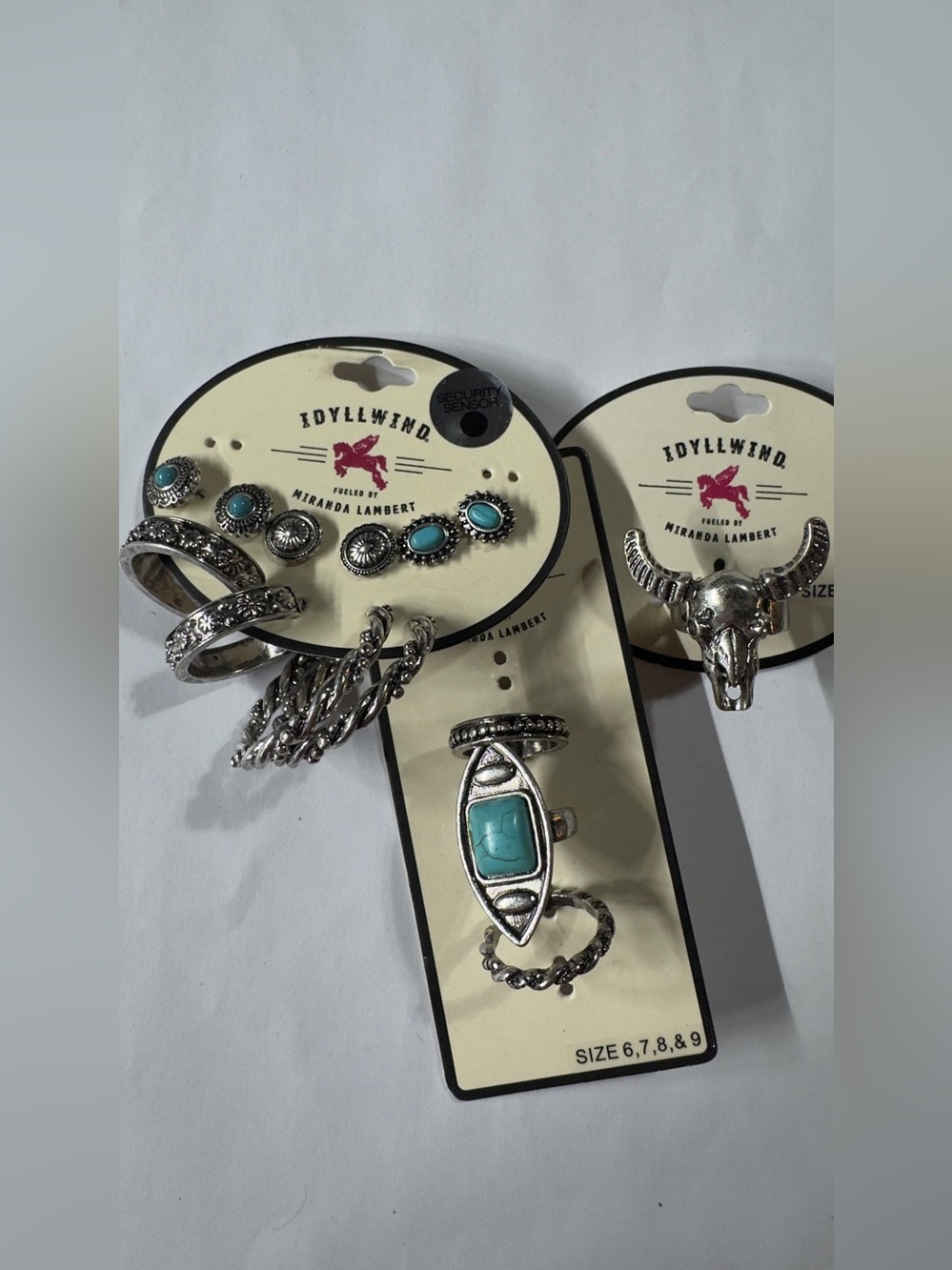 Idyllwind Silver Tone Turquoise Stone Ring Set